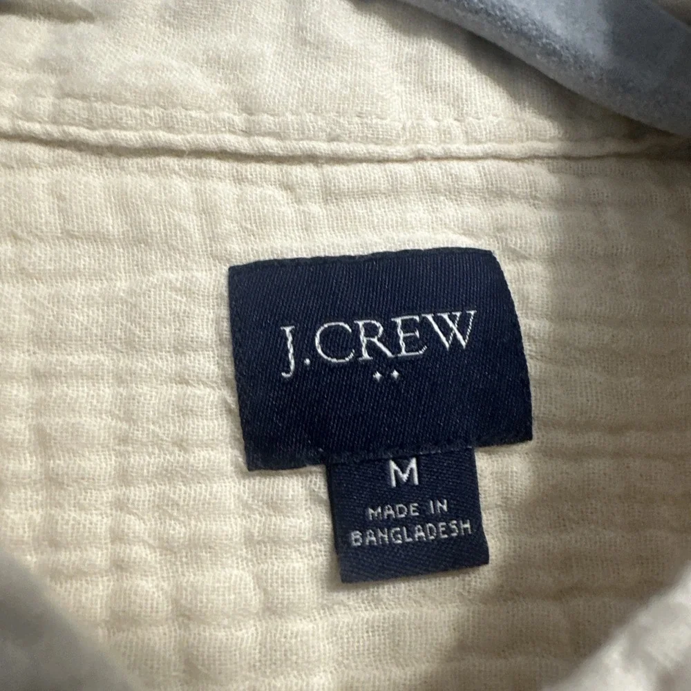 J. Crew Double Gauze Button Down Shirt Mens Size M Cream BR546 S/S Cabana Beach